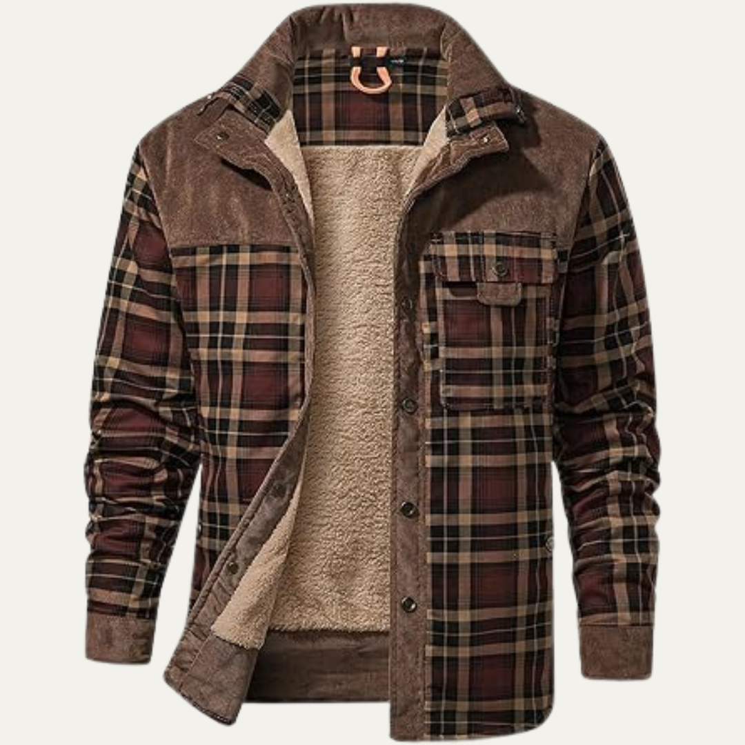 Mens Outdoor Flannel Shirt Jacket Sherpa Lined - BritishMode
