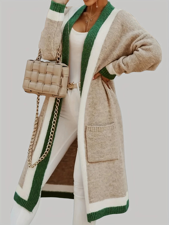 Womens Long Cardigan Vintage Style with Accent Details