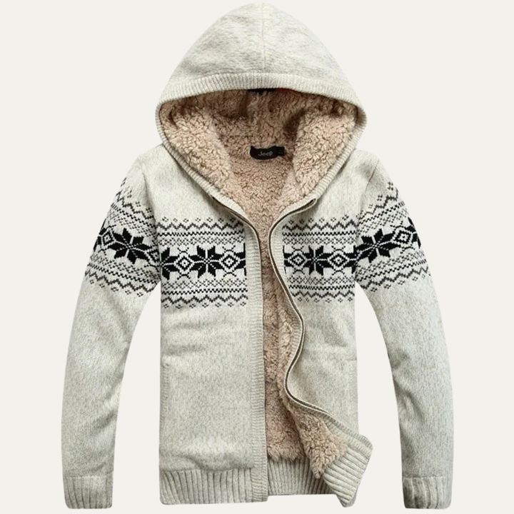 Mens Hooded Cardigan Sherpa Lined Zip Front - BritishMode
