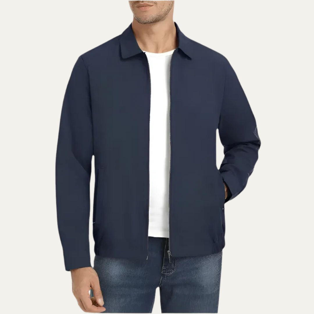 Mens Harrington Jacket Zip Front Minimalist Style
