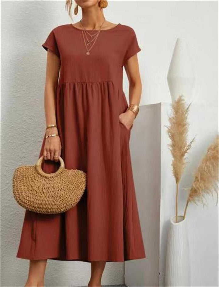 Womens Casual Midi Dress Comfortable Knee Length