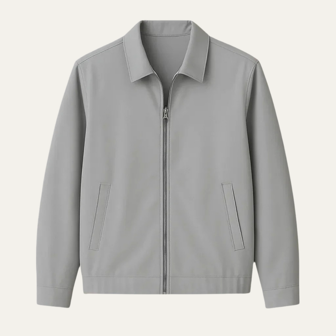 Mens Harrington Jacket Zip Front Minimalist Style - BritishMode