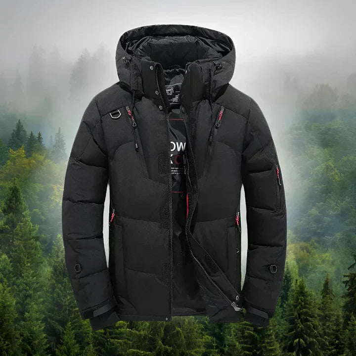 Mens Down Parka with Removable Hood Insulated Warm