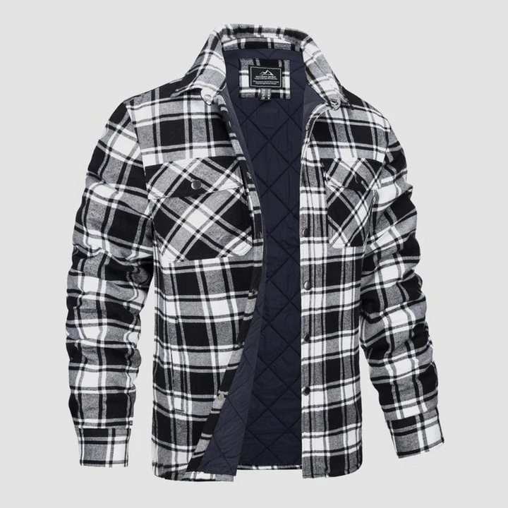Mens Lumberjack Jacket with Warm Lining Checkered Pattern