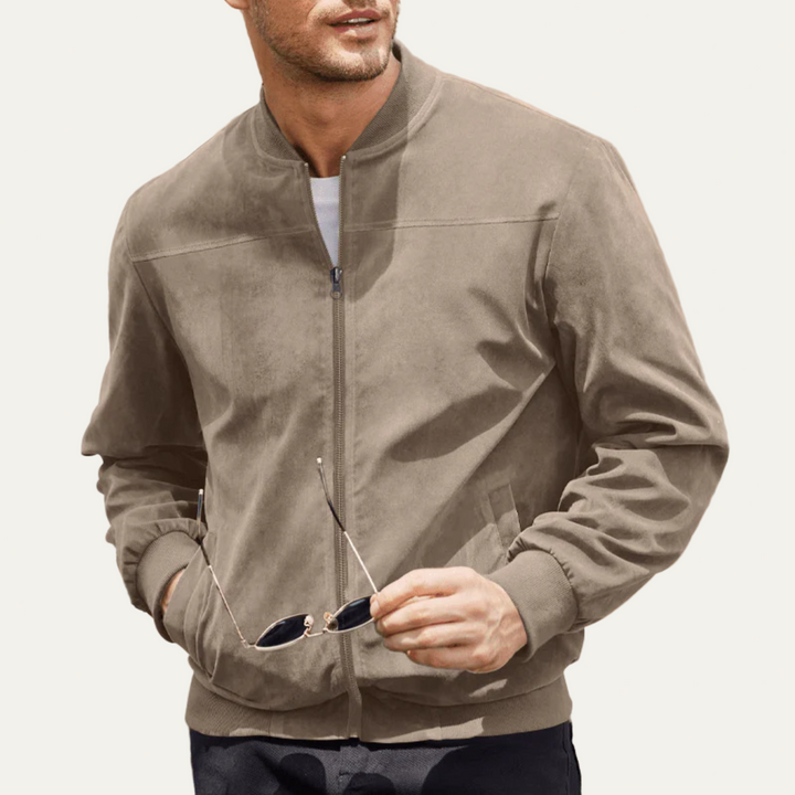 Mens Bomber Jacket Suede Look Relaxed Fit
