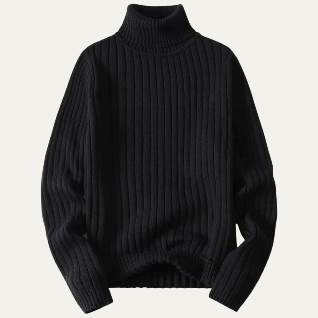 Mens Wool Ribbed Turtleneck Knit Jumper - BritishMode