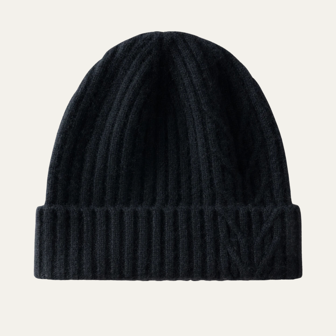 Mens Ribbed Knit Cashmere Beanie