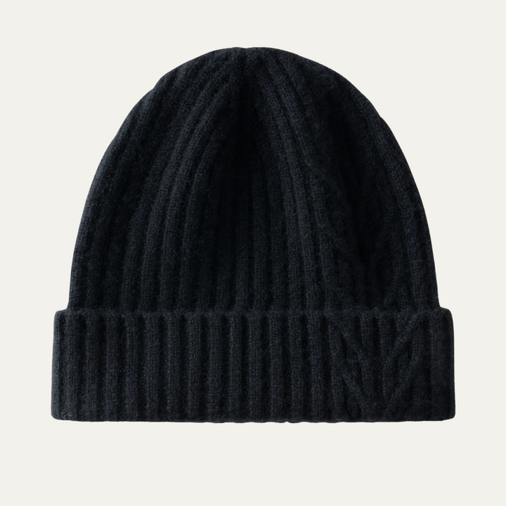 Mens Ribbed Knit Cashmere Beanie