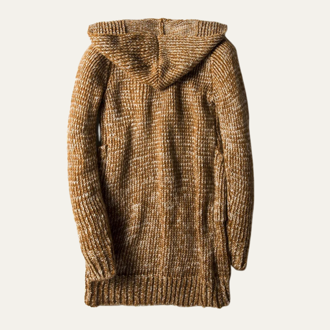 Mens Thick Knitted Hooded Cardigan Warm Casual Fit