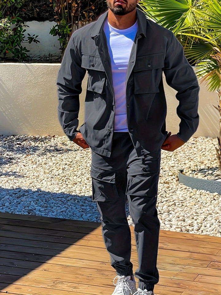 Mens Cotton Zip-Up Tracksuit with Pockets Comfortable Fit