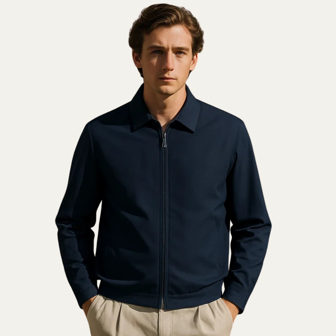 Mens Harrington Jacket Zip Front Minimalist Style
