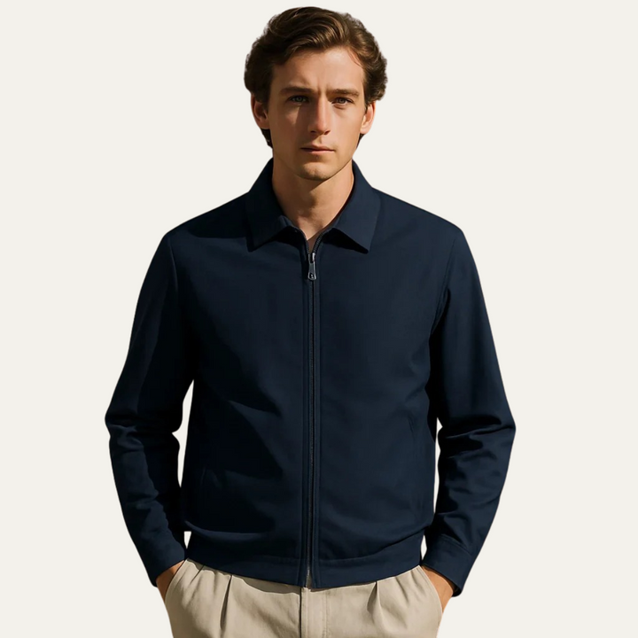 Mens Harrington Jacket Zip Front Minimalist Style