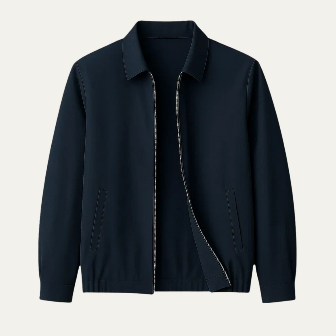 Mens Harrington Jacket Zip Front Minimalist Style