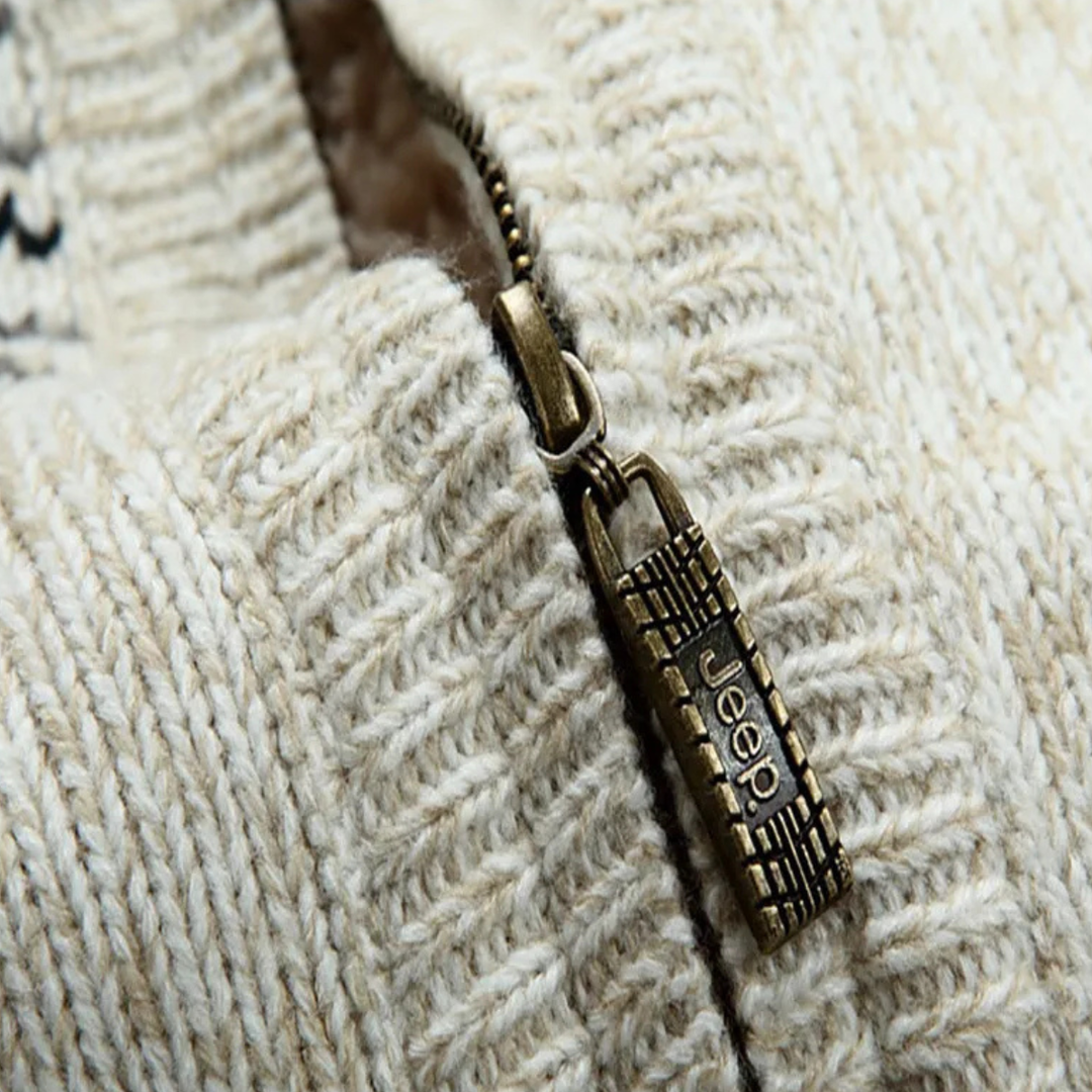 Mens Hooded Cardigan Sherpa Lined Zip Front