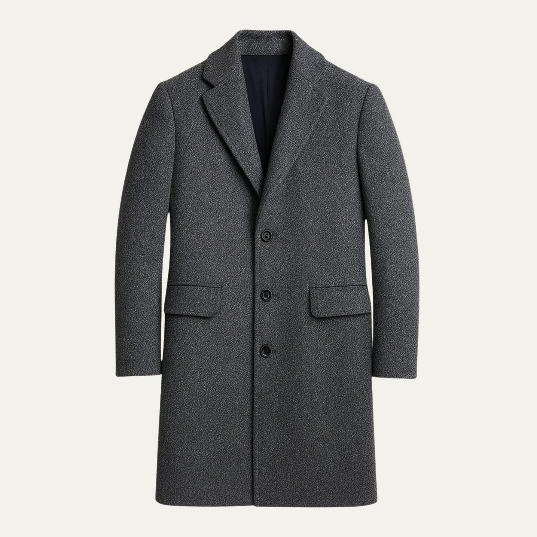 Mens Classic Long Winter Coat Wool Blend Smart Fit