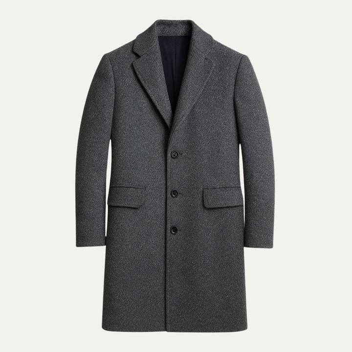 Mens Classic Long Winter Coat Wool Blend Smart Fit