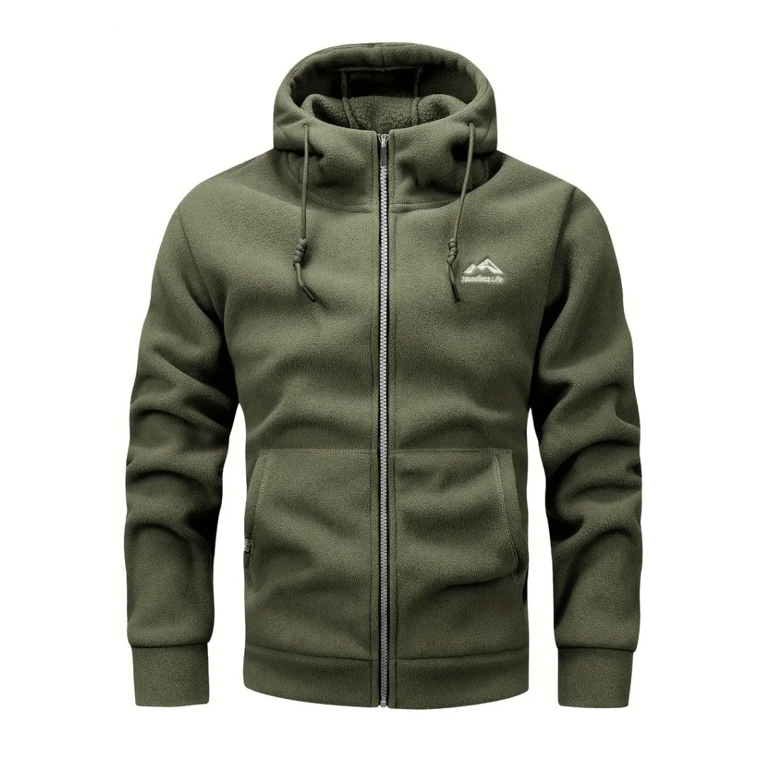 Mens Fleece Jacket with Hood and Zip Front - BritishMode