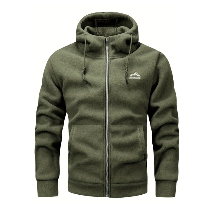Mens Fleece Jacket with Hood and Zip Front - BritishMode