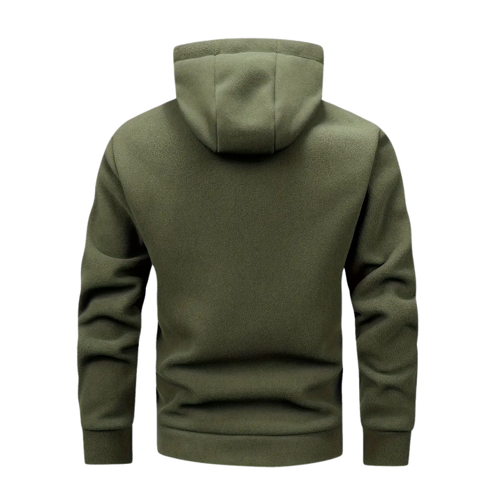 Mens Fleece Jacket with Hood and Zip Front