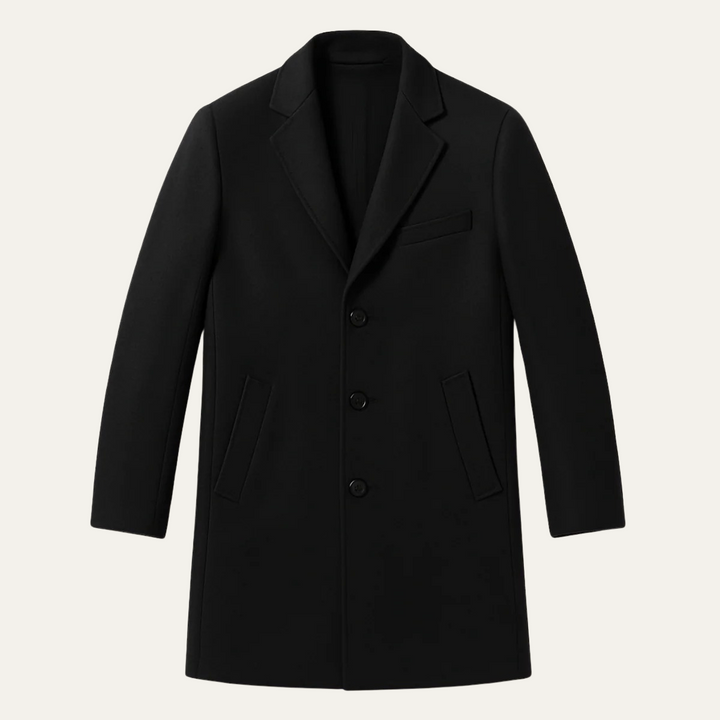 Mens Classic Long Winter Coat Wool Blend Smart Fit - BritishMode