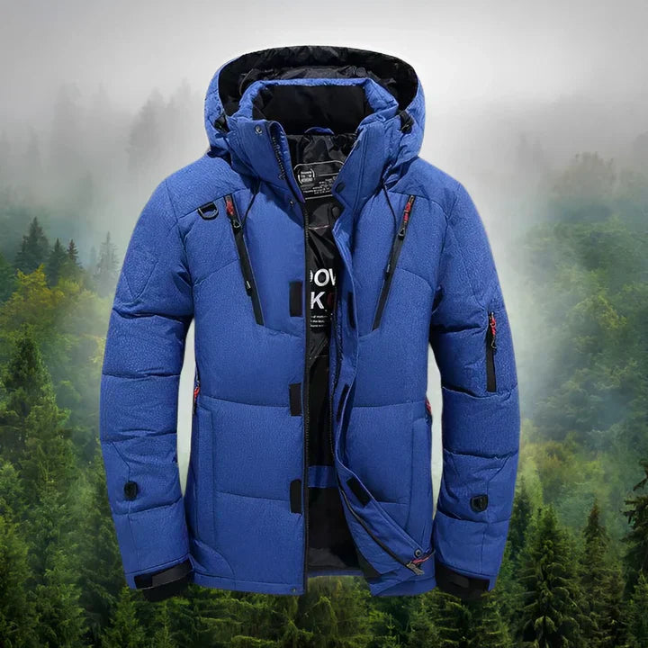 Mens Down Parka with Removable Hood Insulated Warm - BritishMode