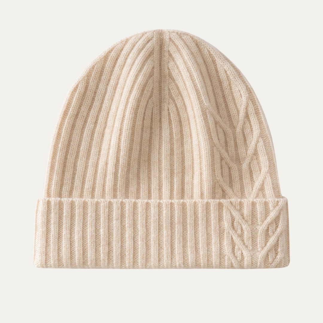 Mens Ribbed Knit Cashmere Beanie