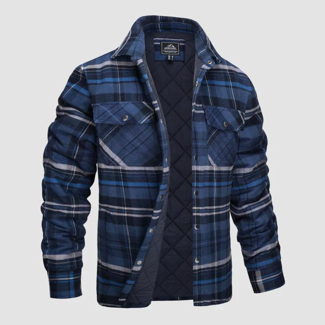 Mens Lumberjack Jacket with Warm Lining Checkered Pattern