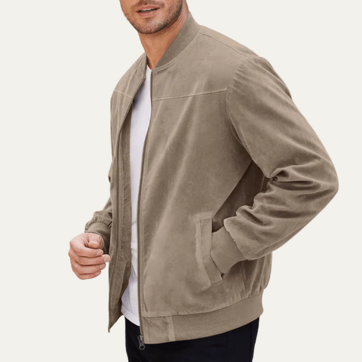 Mens Bomber Jacket Suede Look Relaxed Fit