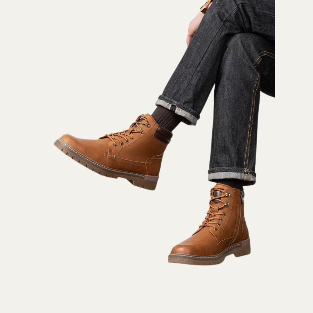 Mens Combat Boots Lace-Up Military Style Lug Sole