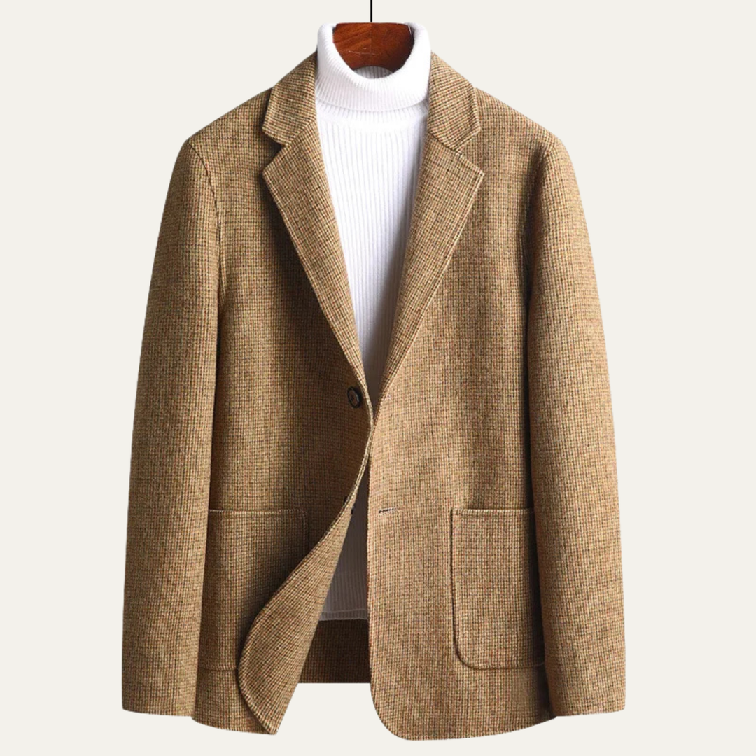 Mens Wool Tweed Blazer Checked Classic Fit