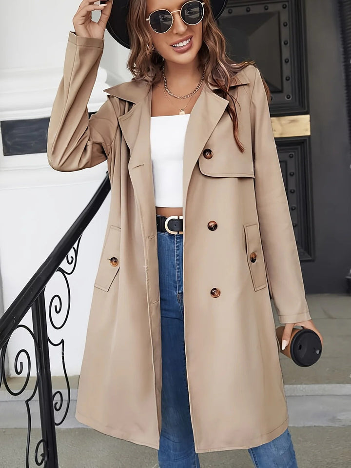 Womens Trench Coat Water Repellent Classic Fit with Pockets - BritishMode