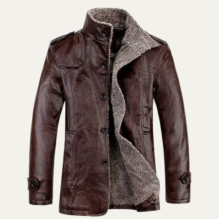 Mens Leather Jacket Fleece Lined Vintage Style