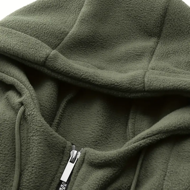Mens Fleece Jacket with Hood and Zip Front