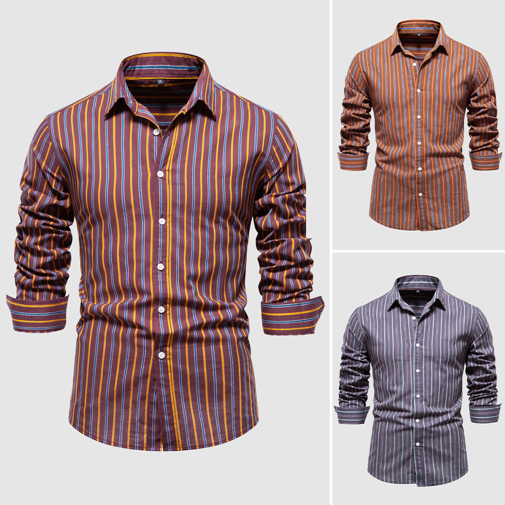 Mens Casual Shirt Striped Classic Fit