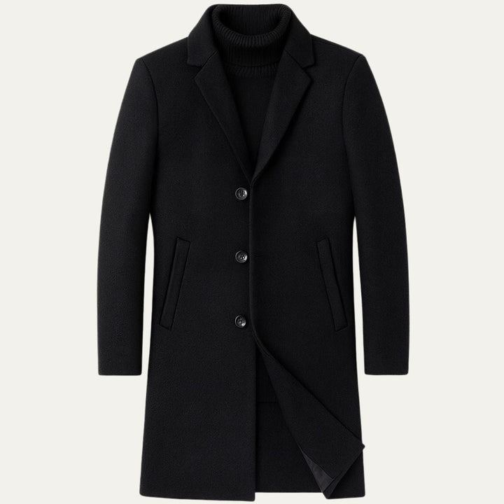 Mens Wool Coat Single Breasted Stand Collar