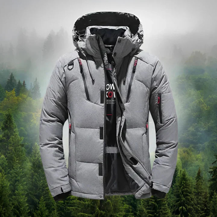 Mens Down Parka with Removable Hood Insulated Warm