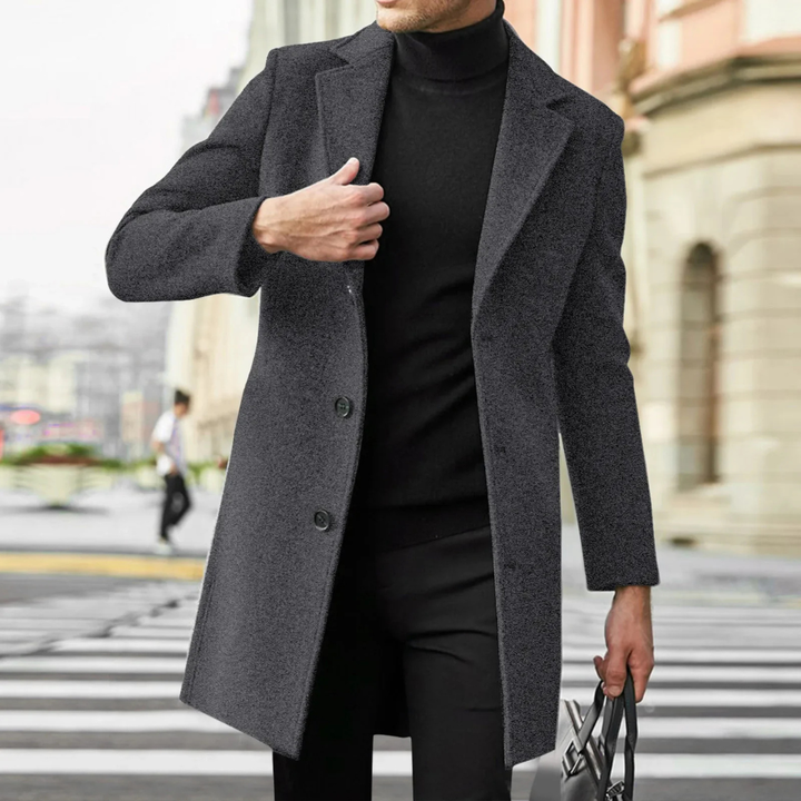 Mens Wool Blend Overcoat Slim Fit Winter