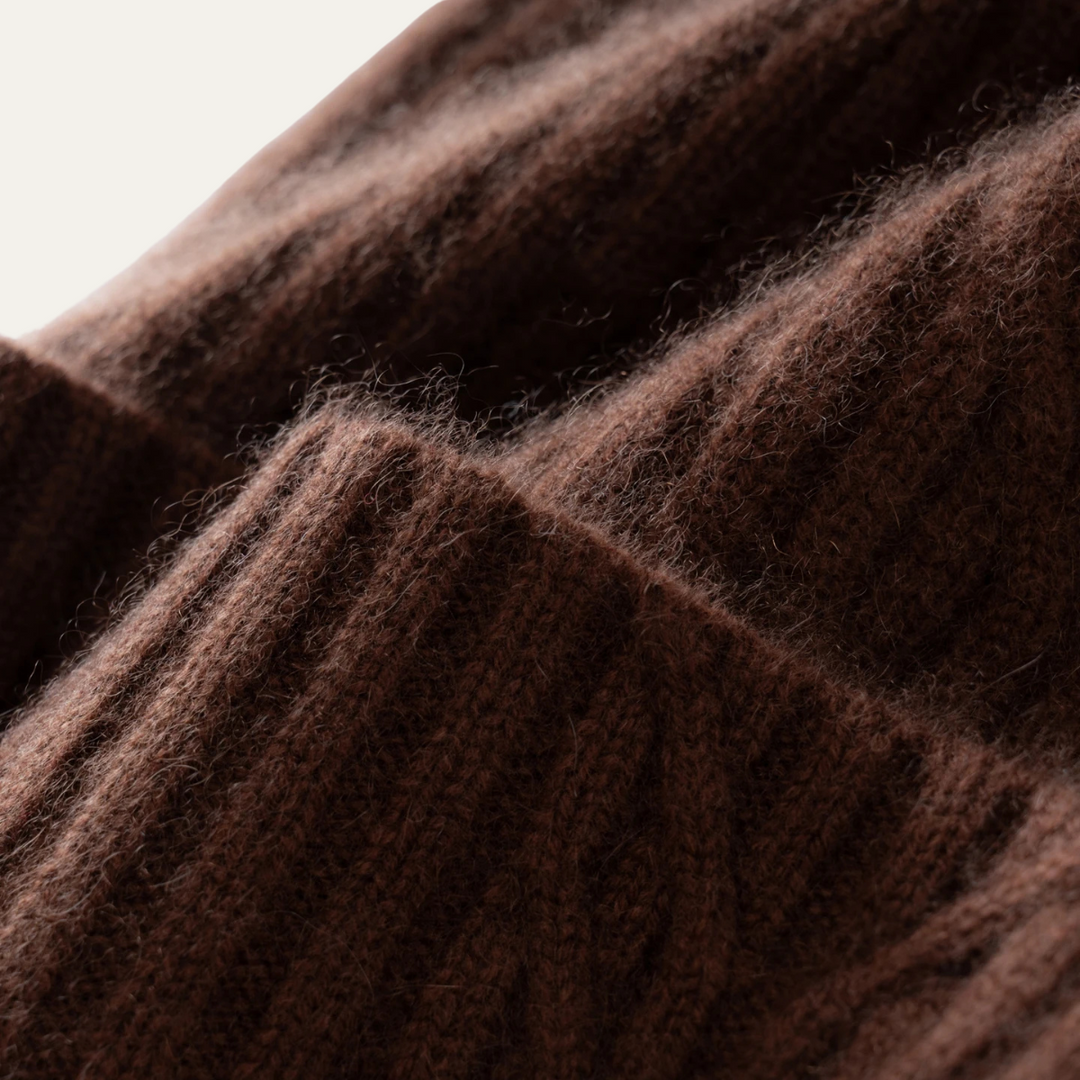 Mens Ribbed Knit Cashmere Beanie