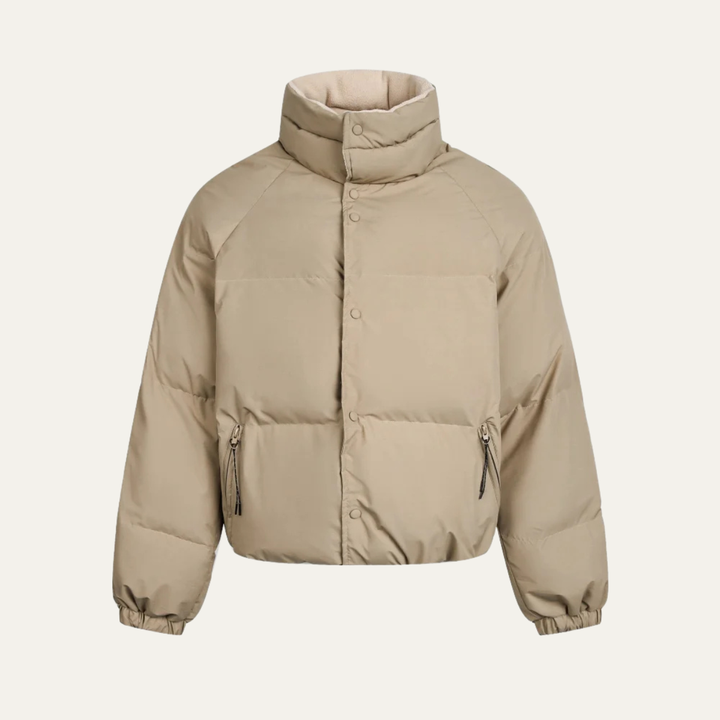 Mens Winter Puffer Jacket with Stand Collar Warm - BritishMode
