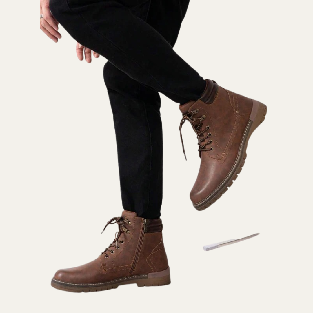 Mens Combat Boots Lace-Up Military Style Lug Sole