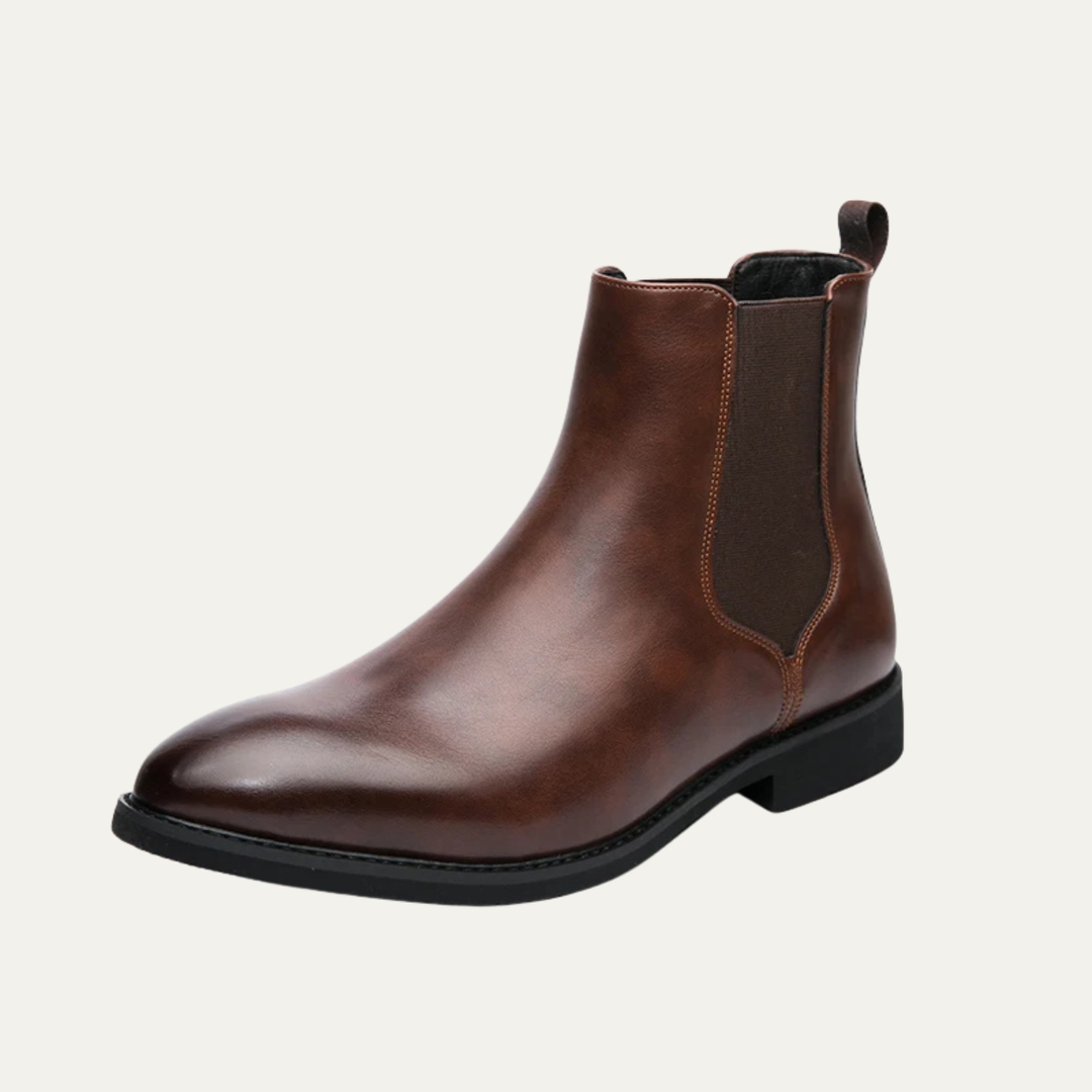 Mens Leather Ankle Dress Boots Polished Classic Style - BritishMode