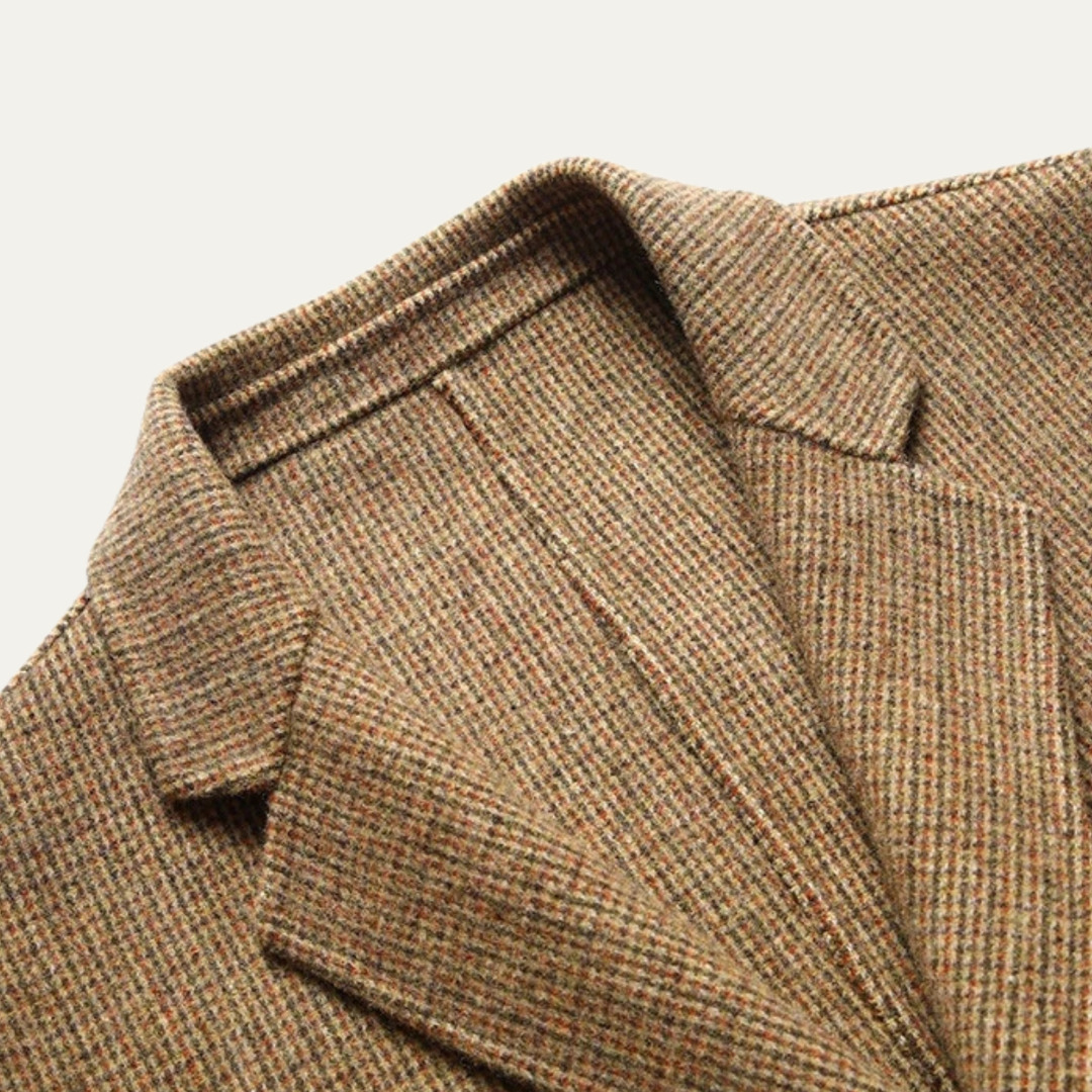 Mens Wool Tweed Blazer Checked Classic Fit