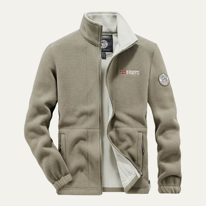 Mens Fleece Jacket Textured High Collar Zip Front