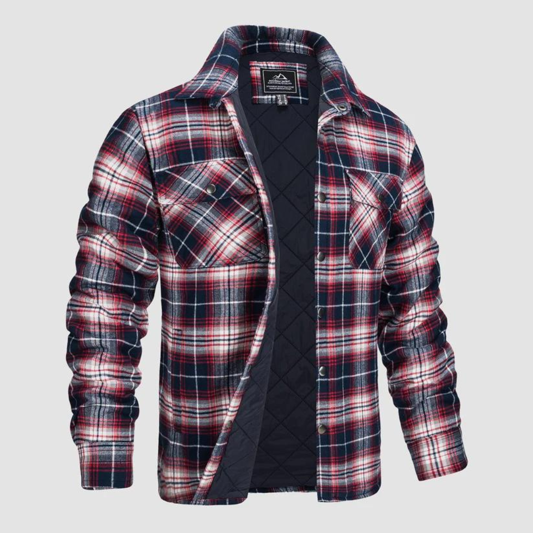 Mens Lumberjack Jacket with Warm Lining Checkered Pattern