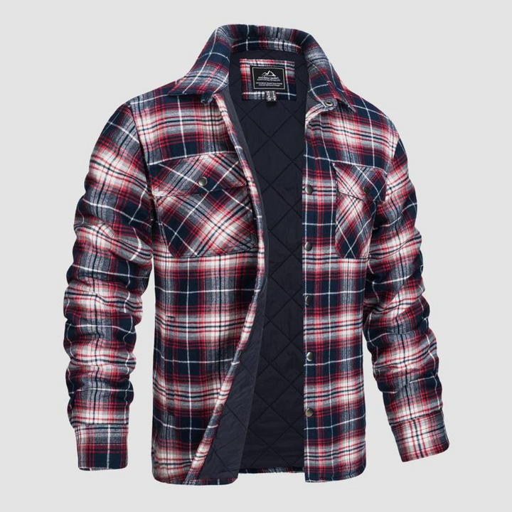 Mens Lumberjack Jacket with Warm Lining Checkered Pattern