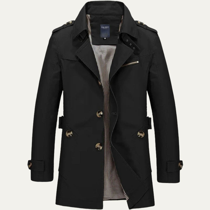 Mens Trench Coat Single Breasted Mid Length