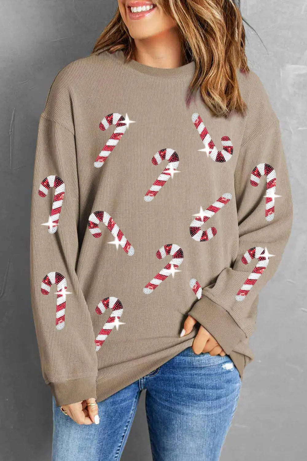 Womens Sweatshirt with Sparkly Christmas Tree Design