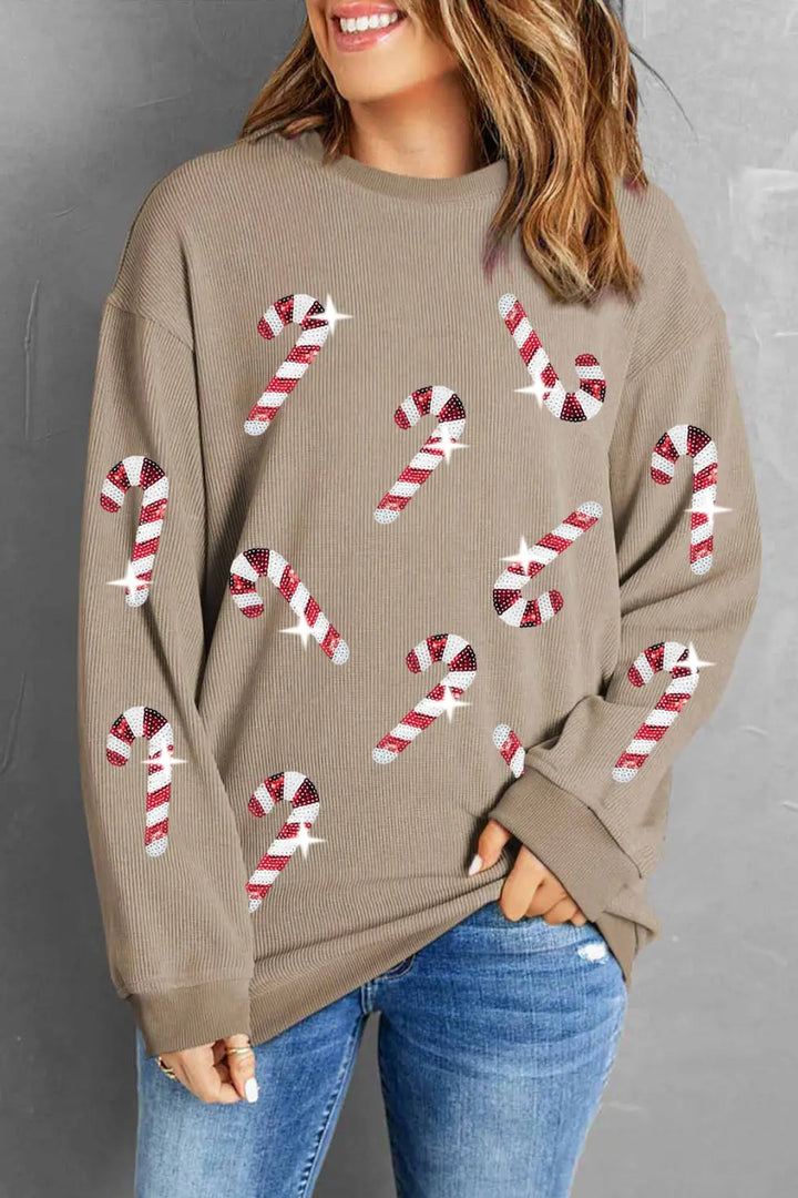 Womens Sweatshirt with Sparkly Christmas Tree Design