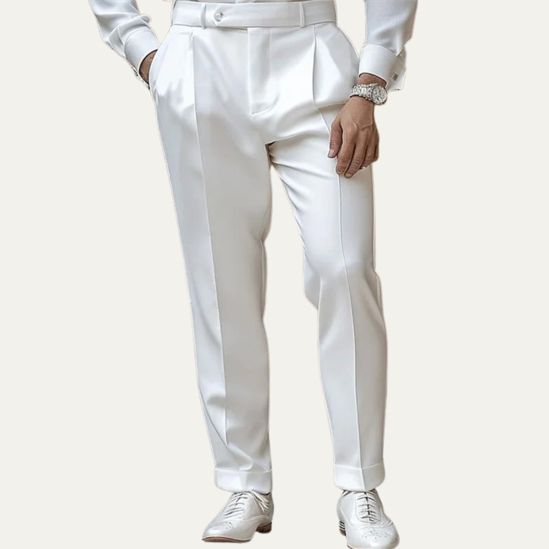 Mens Slim Fit Dress Trousers Casual Straight