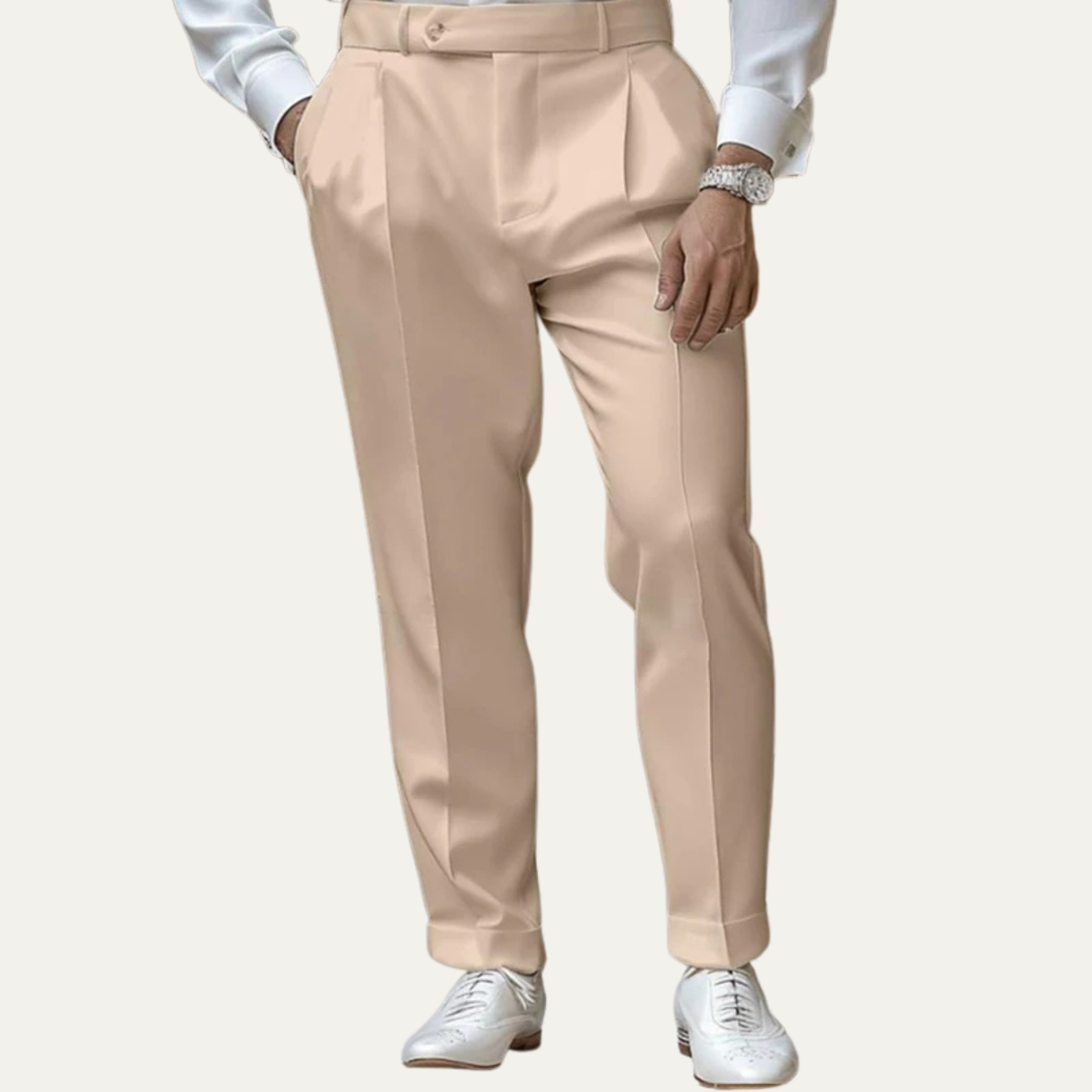 Mens Slim Fit Dress Trousers Casual Straight